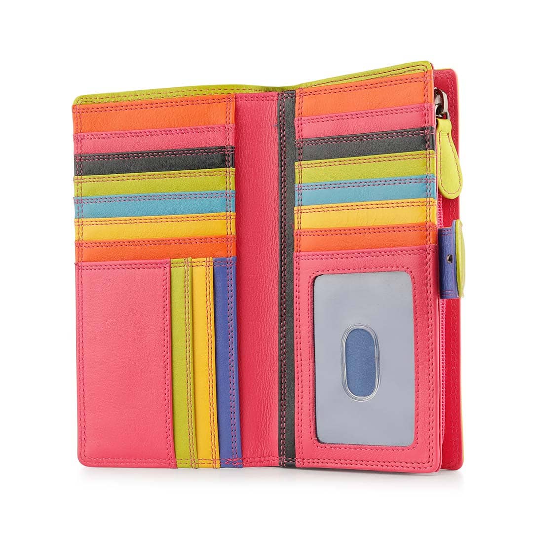 Long Leather Bifold Purse - Victoria London / Pink-Multi