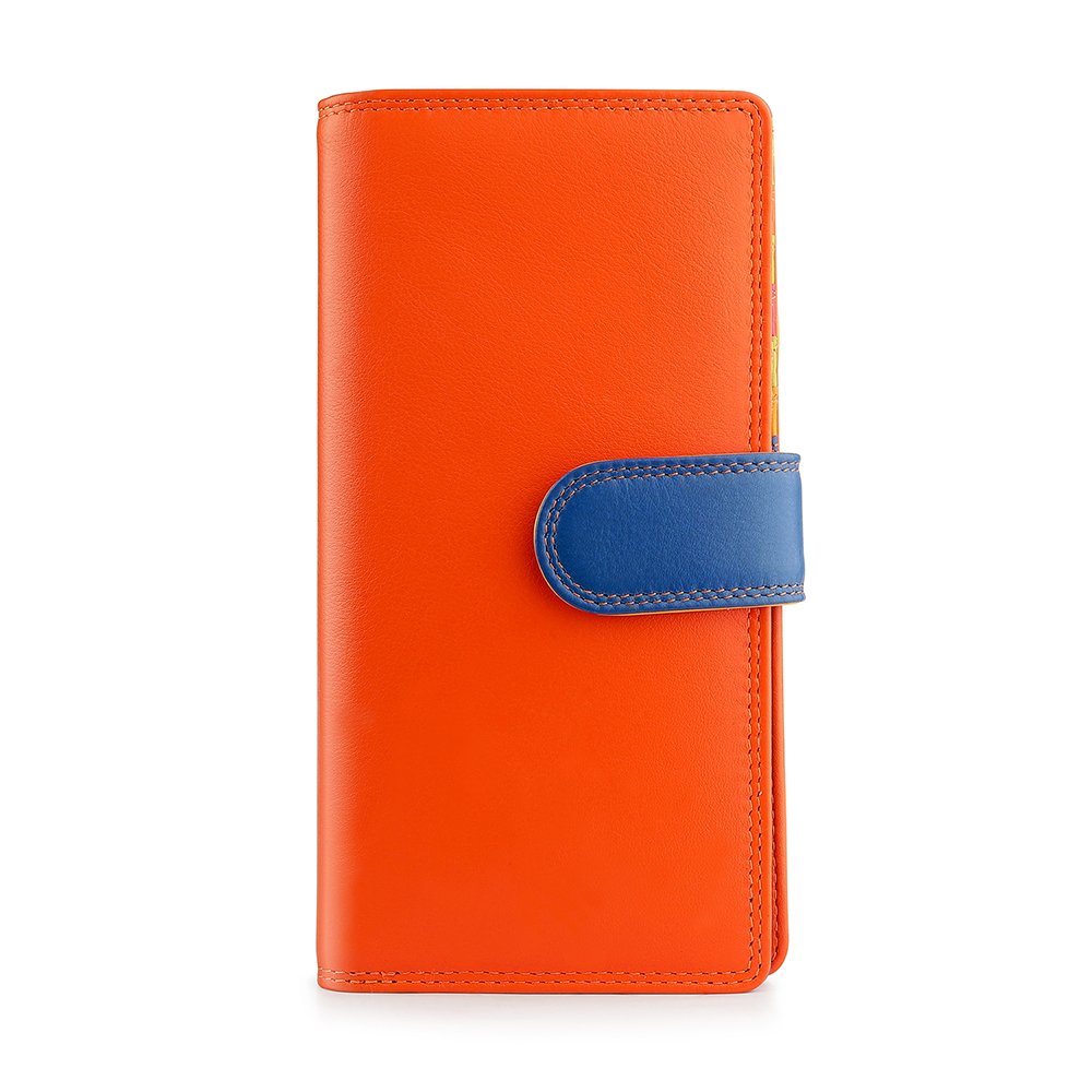 Long Leather Bifold Purse - Victoria London / Orange-Multi