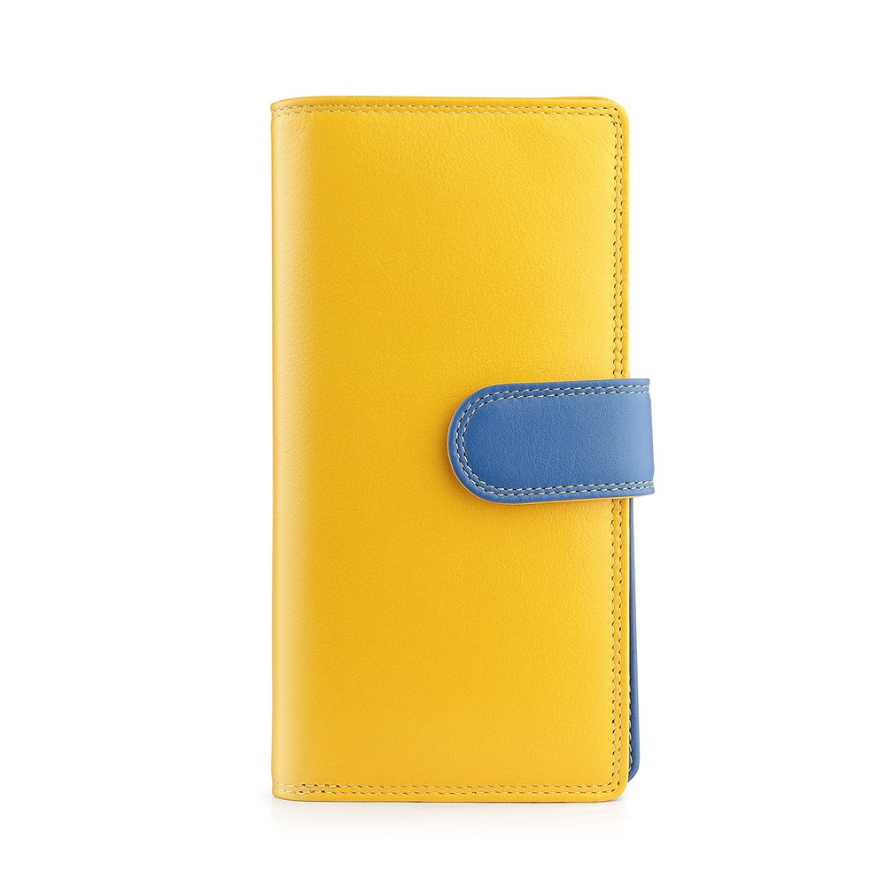 Long Leather Bifold Purse - Victoria London / Yellow-Multi