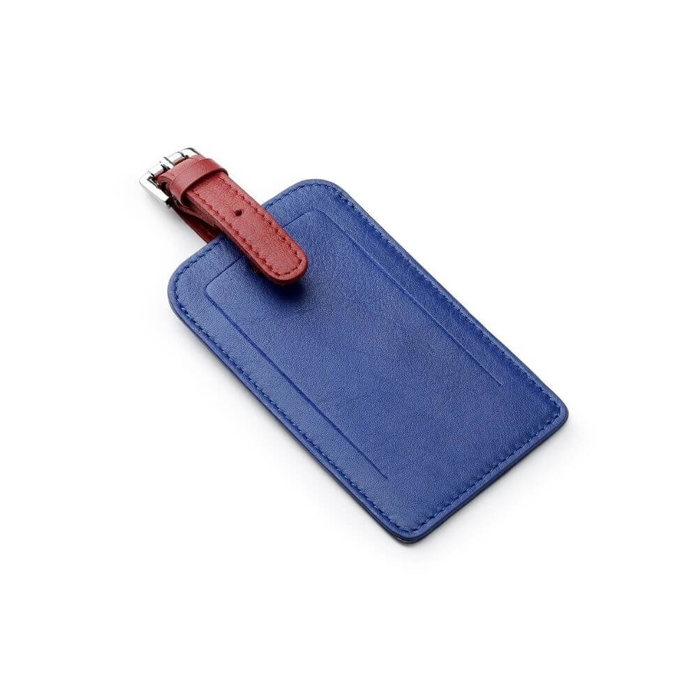 Leather Luggage Tag Two-Tone Colour Rio - Electric Blue