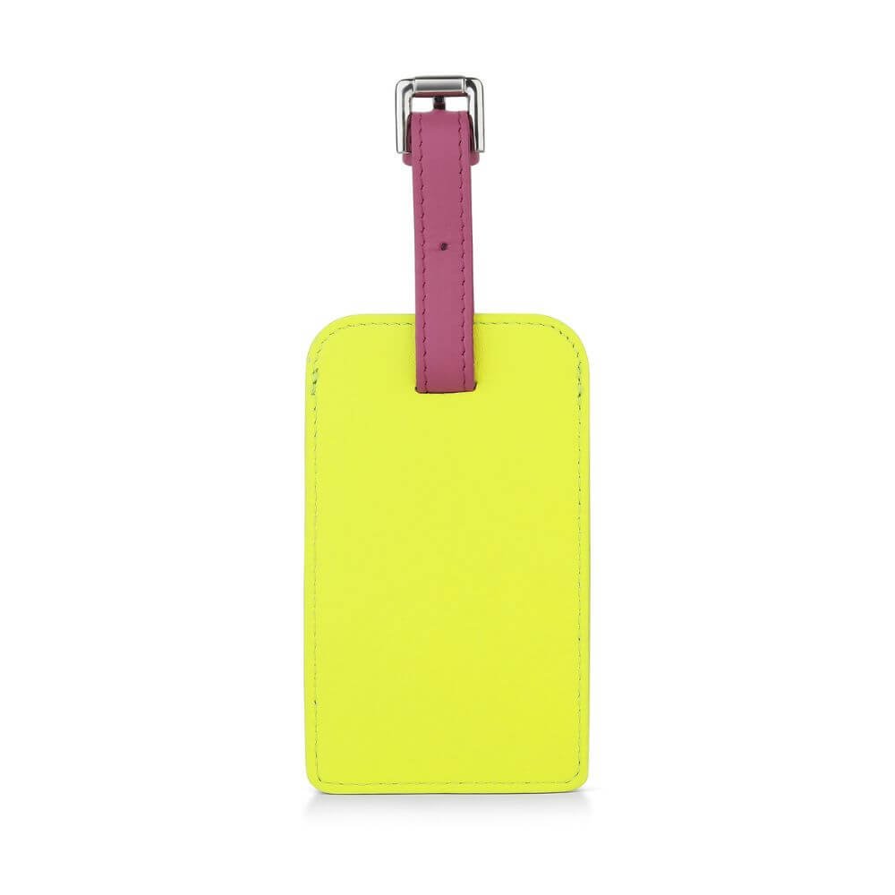 Leather Luggage Tag Two-Tone Colour Rio - Neon Green