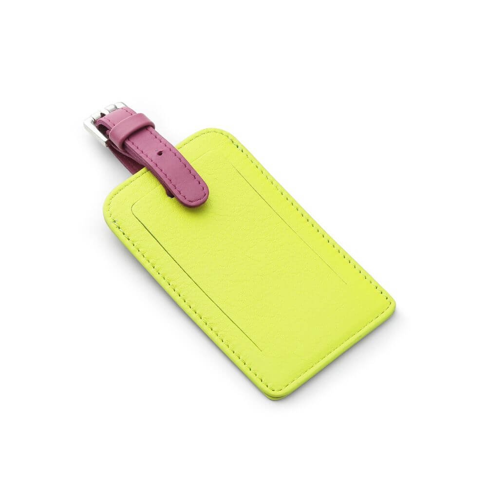 Leather Luggage Tag Two-Tone Colour Rio - Neon Green