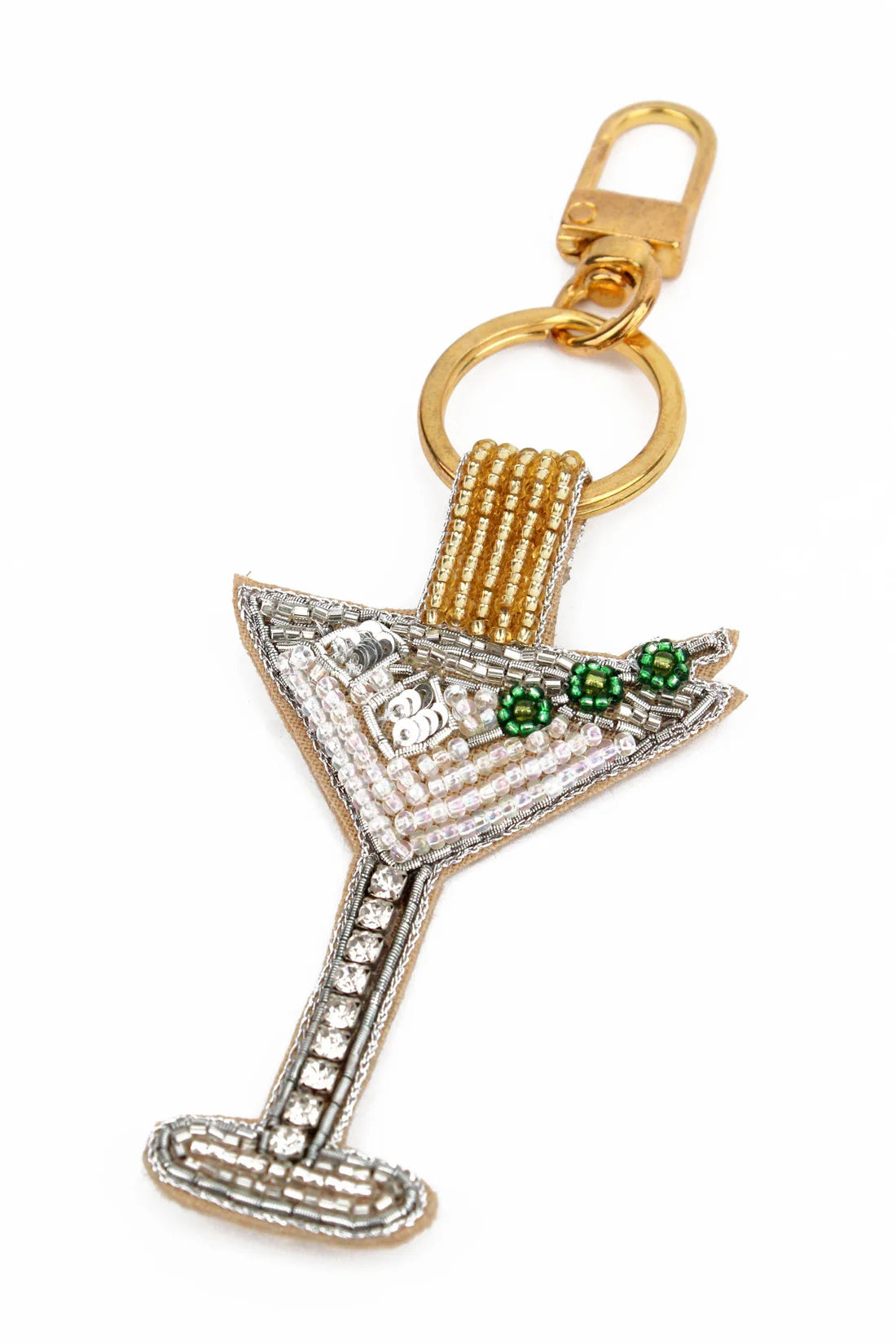 Martini Cocktail Beaded Keyring