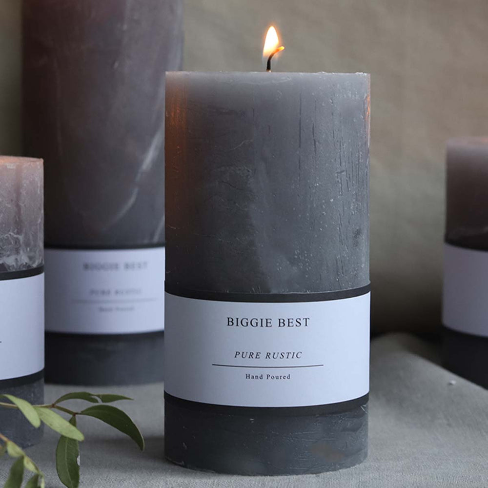 Biggie Best Rustic Grey Pillar Candle - Medium