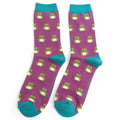 Mens Bamboo Socks Purple - Frogs