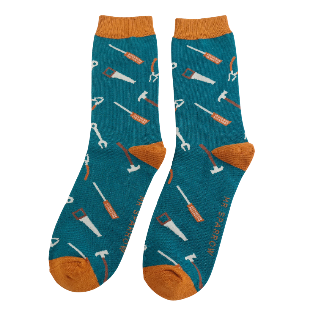 Mens Bamboo Socks Teal - Tools