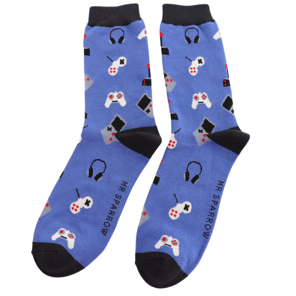 Mens Bamboo Socks Blue - Gaming