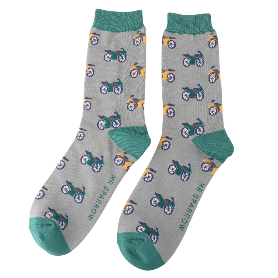 Men's Bamboo Socks Motorbikes - Grey