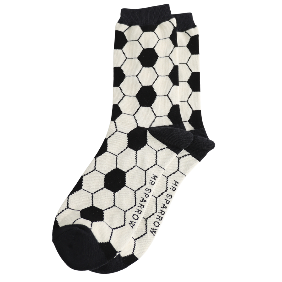 Mens Bamboo Socks White - Football Pattern