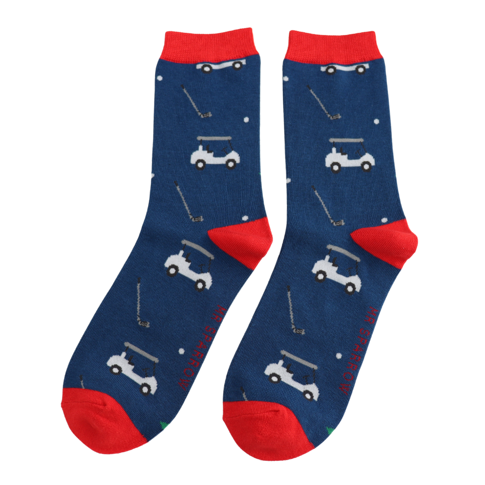 Mens Bamboo Socks Navy - Golfing