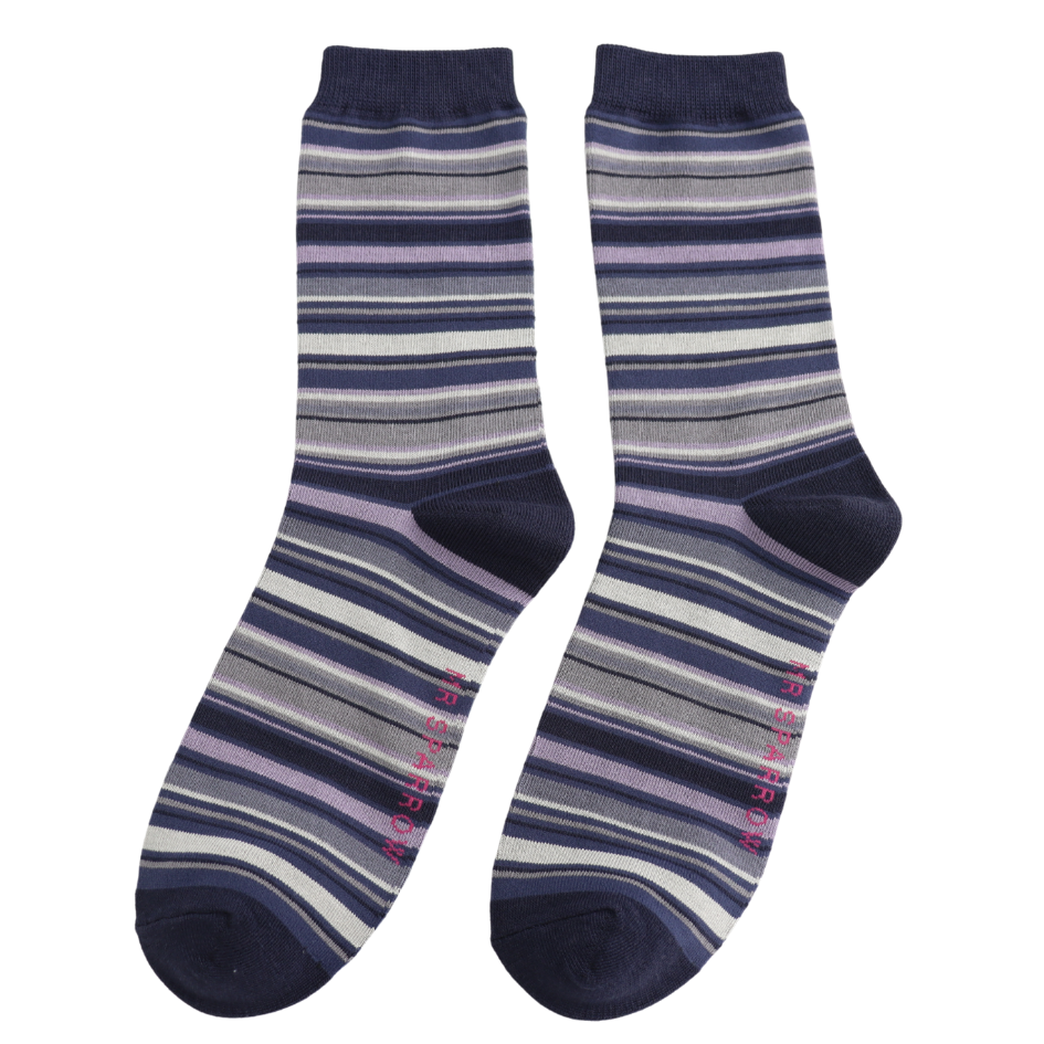 Men's Bamboo Socks Multi Stripes - Grey