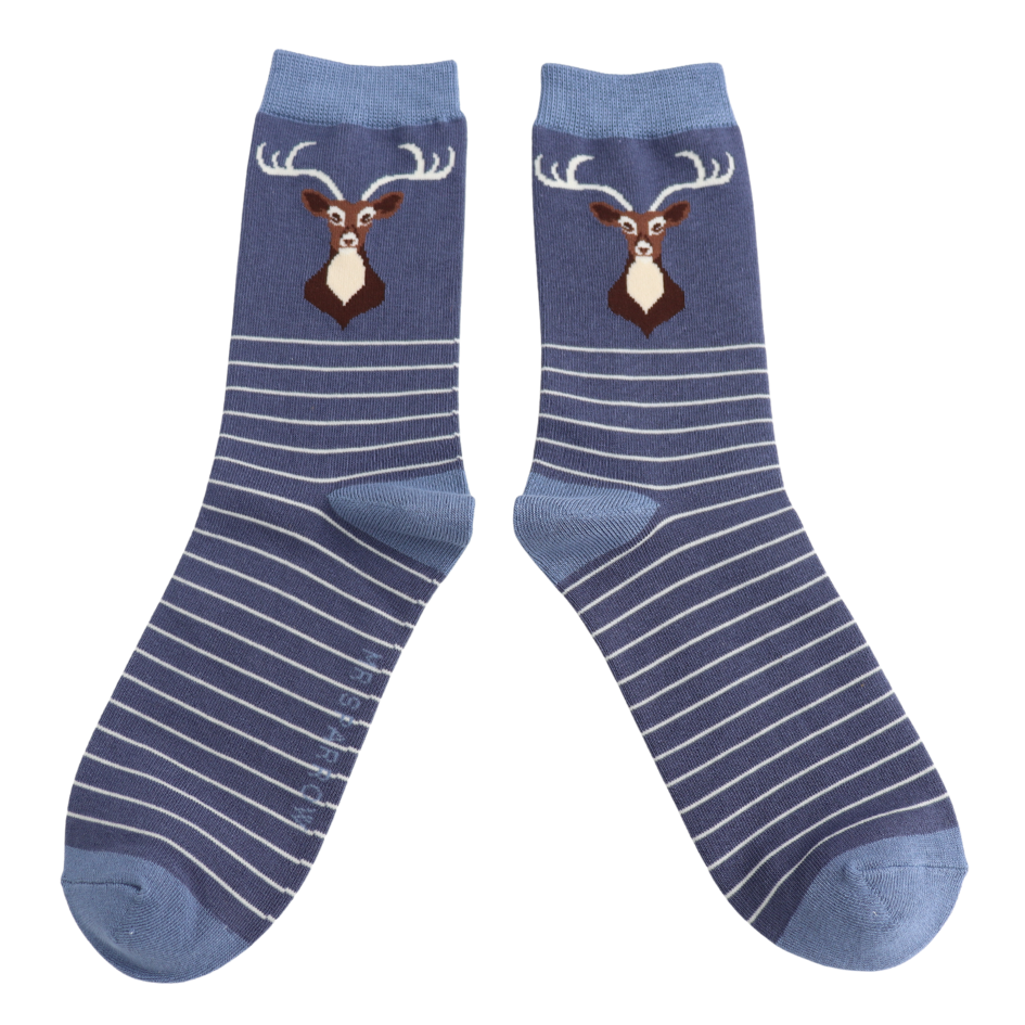 Mens Bamboo Socks Blue - Stag