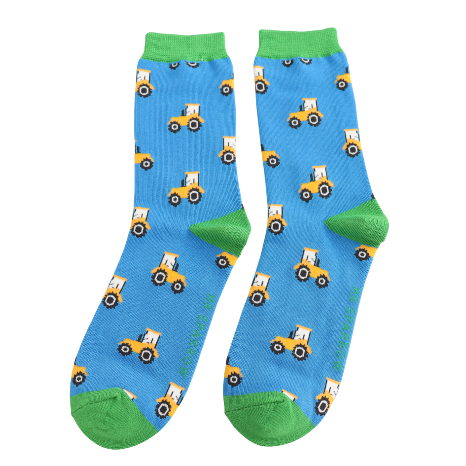 Mens Bamboo Socks Blue - Tractor