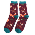 Mens Bamboo Socks Aubergine - Woodland Animals