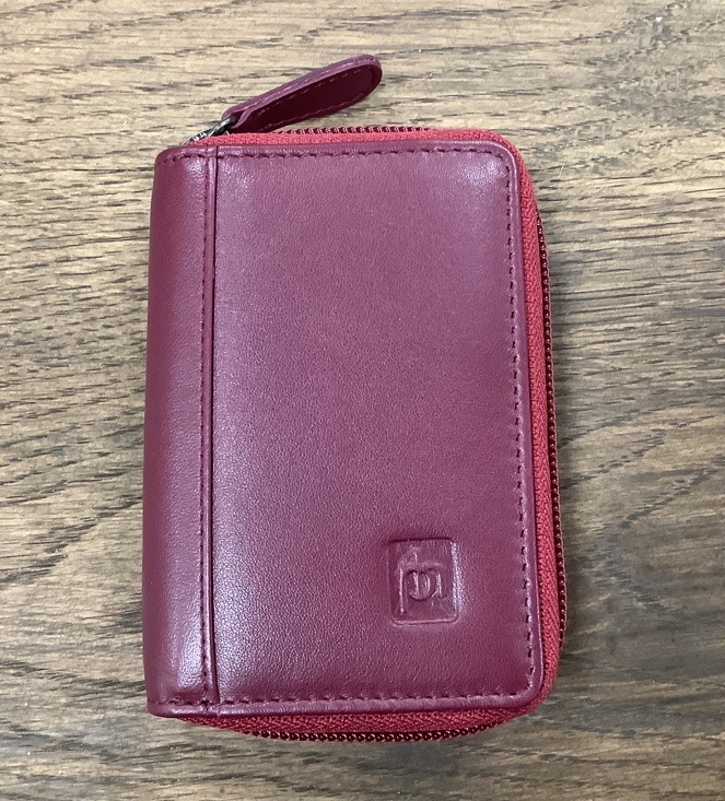 Leather Credit Card Wallet - Burgundy