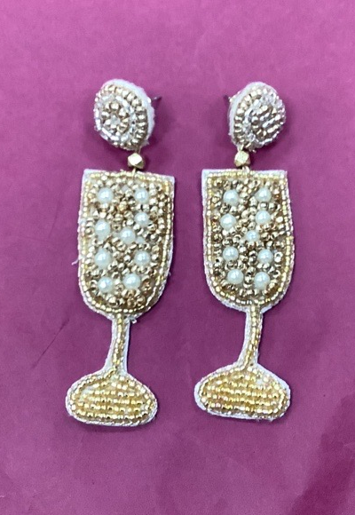 Gold Bubbly Beaded  Drop Earrings