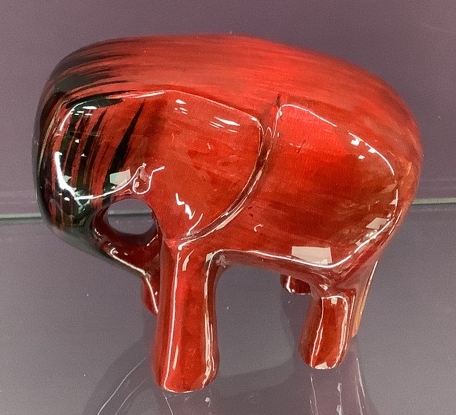 Elephant Ornament, Trunk down-Brushed Red - NOT QUITE PERFECT/Non Refundable