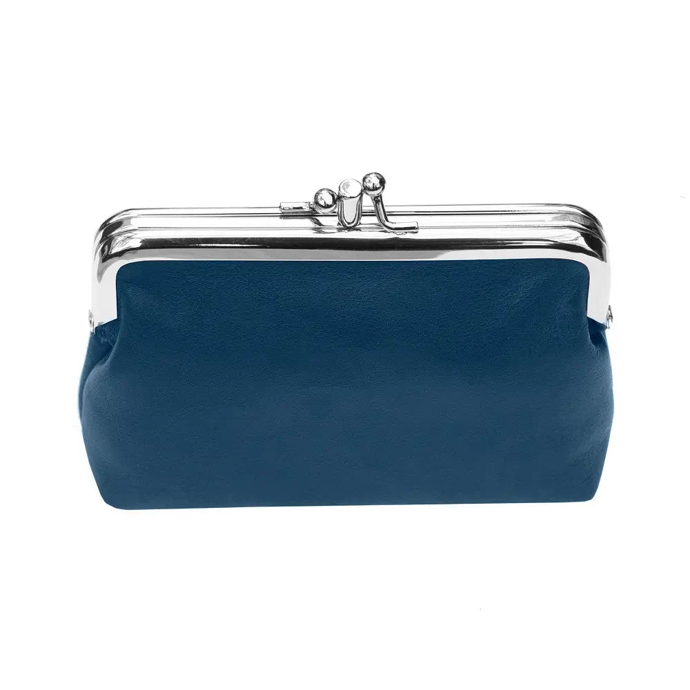 Leather RFID Clip Top Purse – Small Frame Coin Pouch
