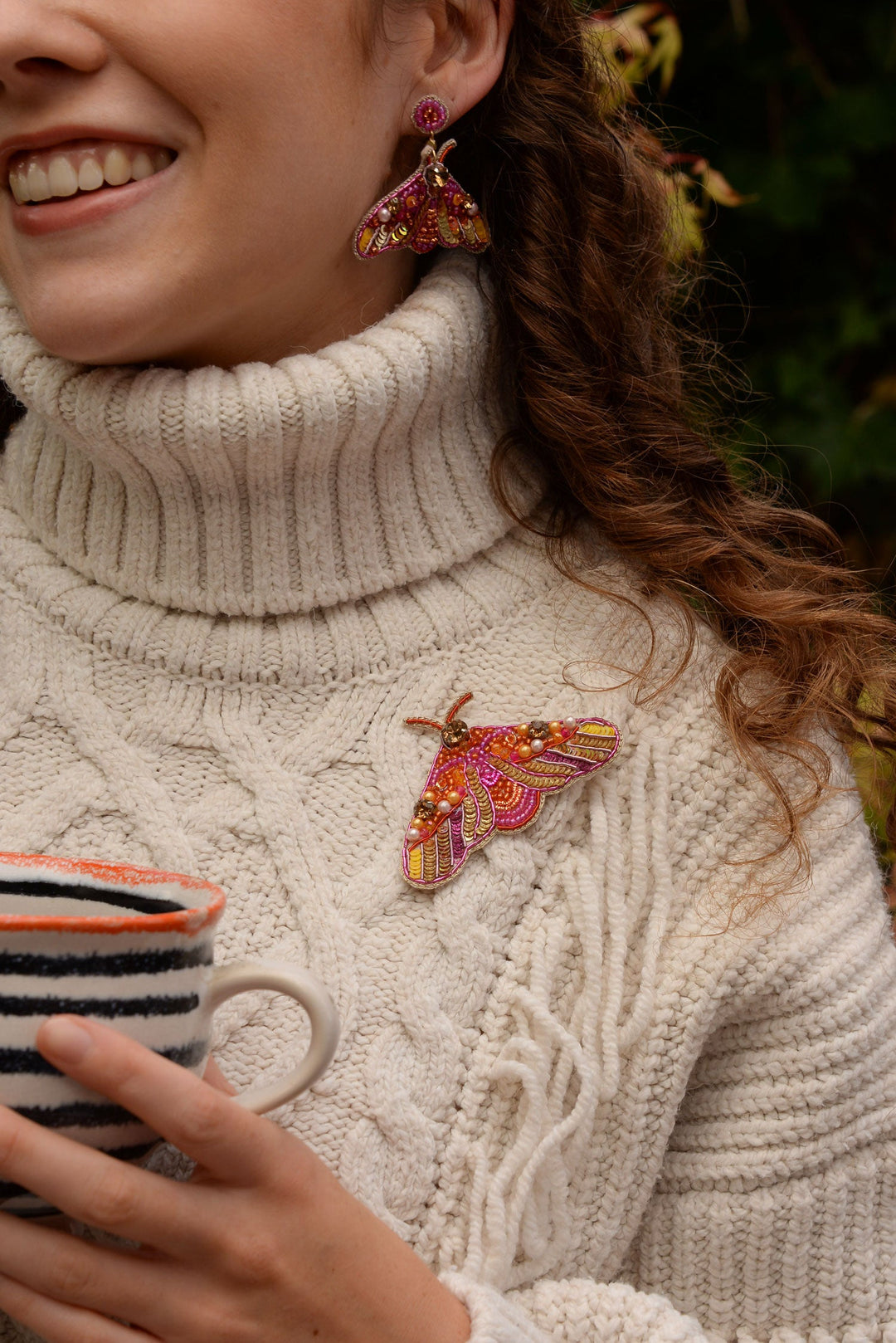 Orange Moth Brooch