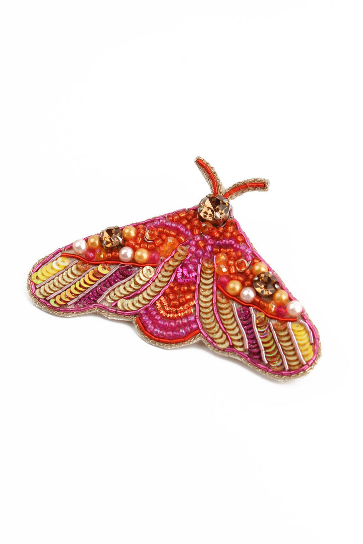 Orange Moth Brooch