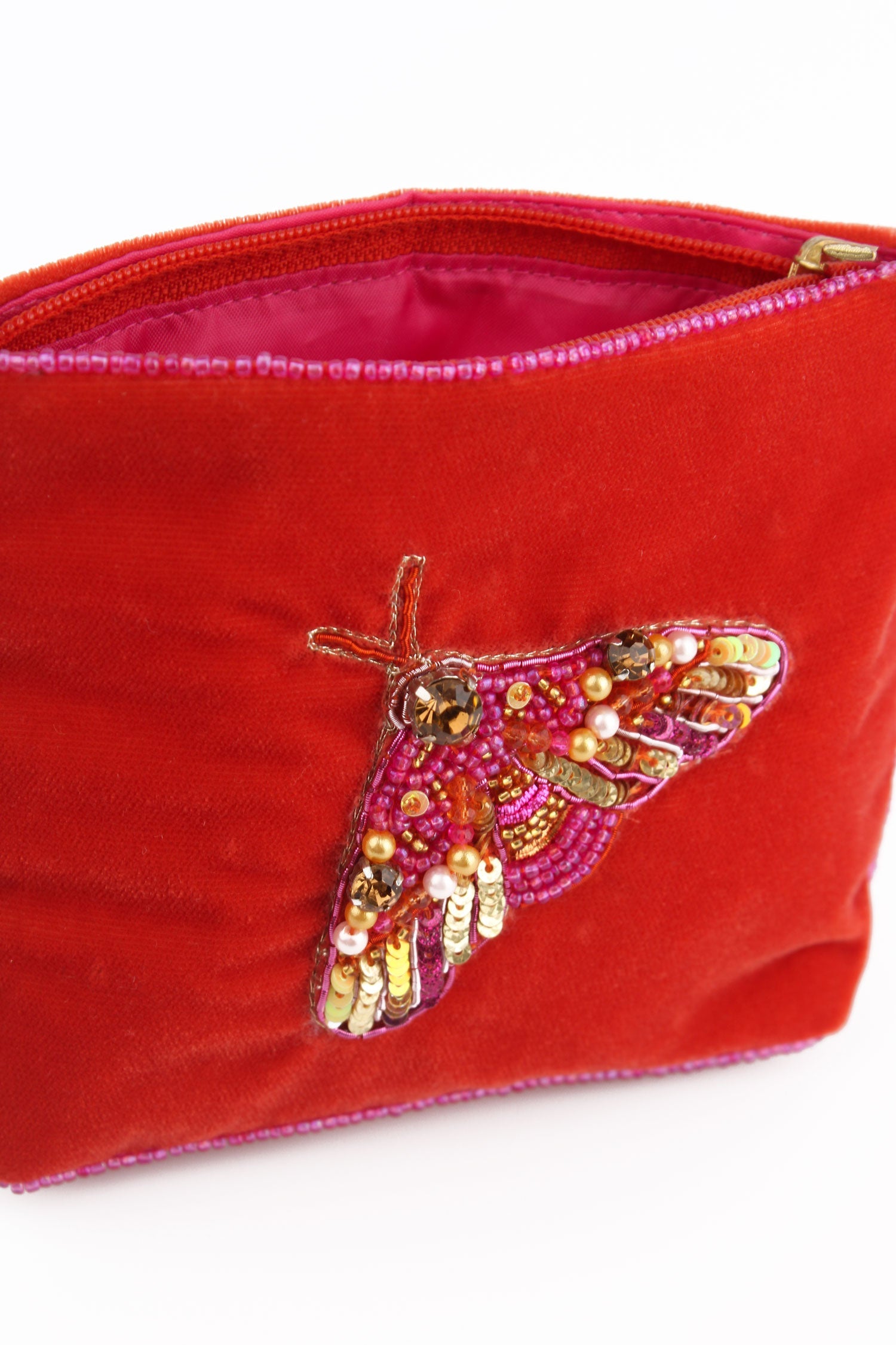 Orange Moth Beaded Purse