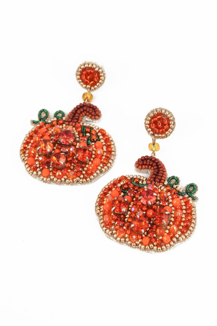 Orange Pumpkin Drop Earrings