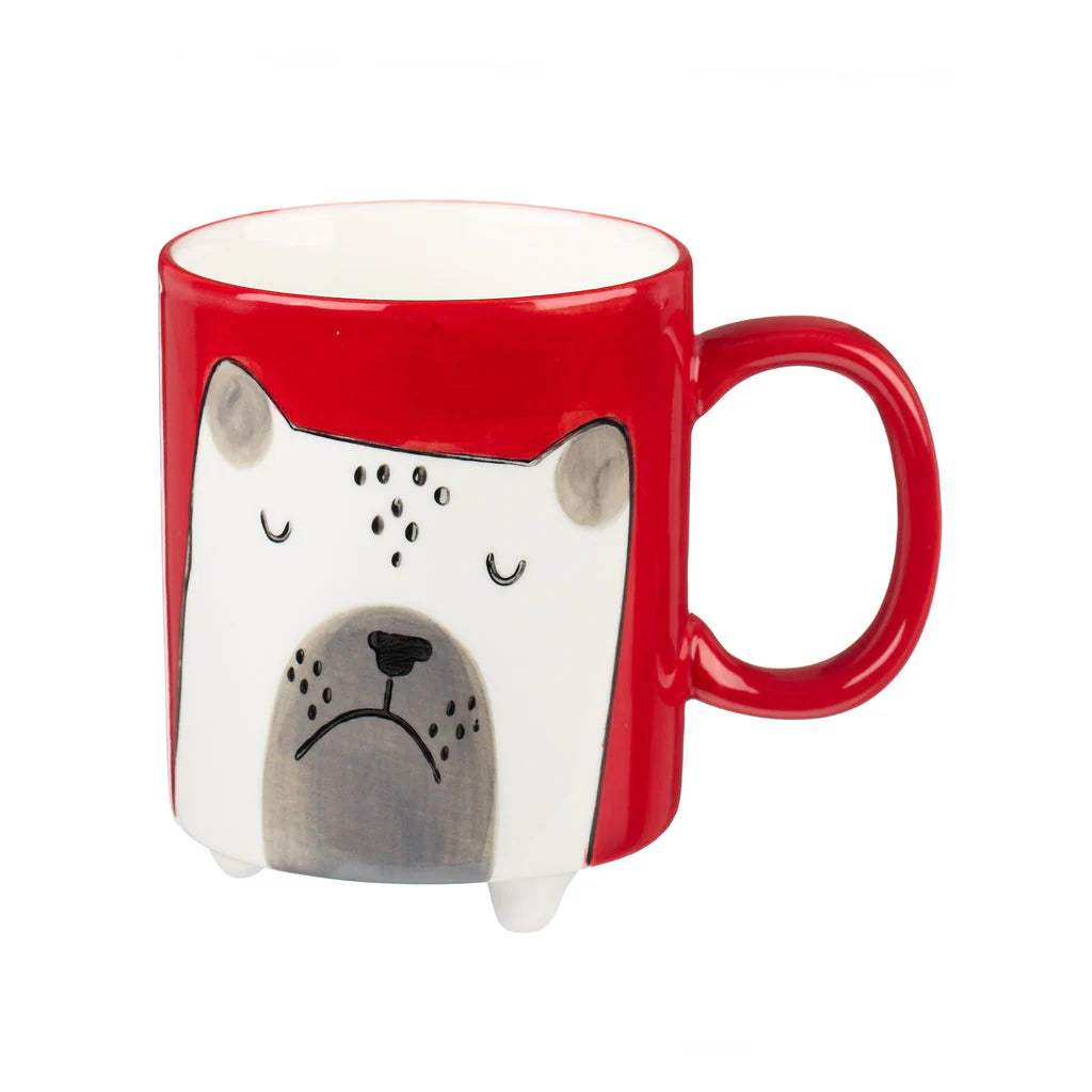Hand Painted Footed Mug - Red Dog