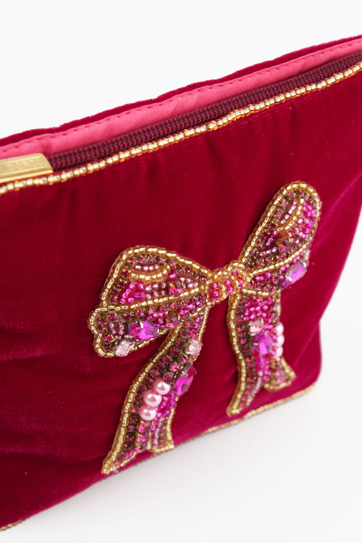 Pink Bow Beaded Purse