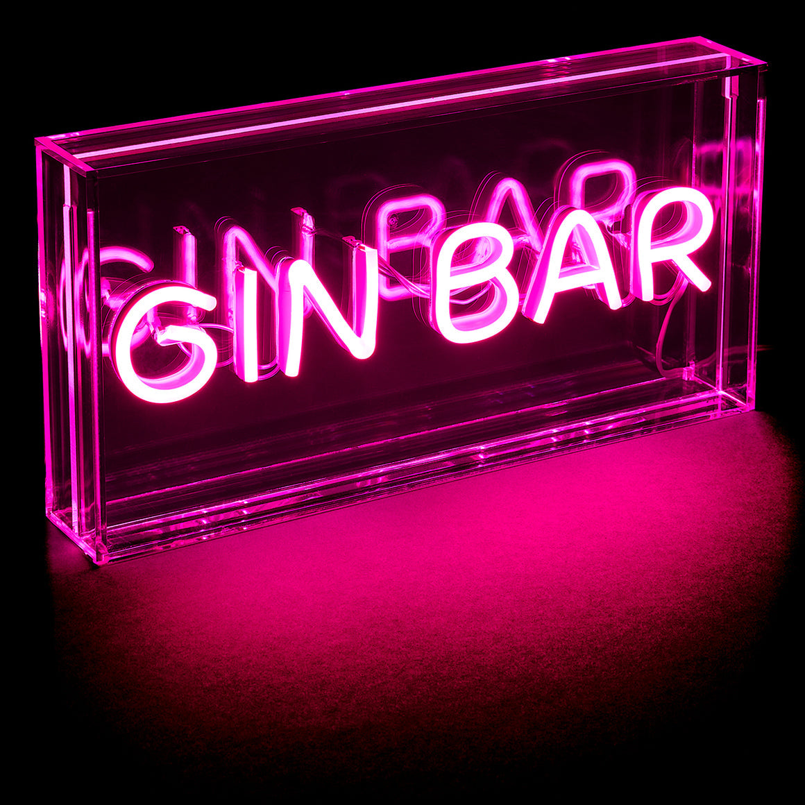 GIN BAR Neon Pink Acrylic Light Box