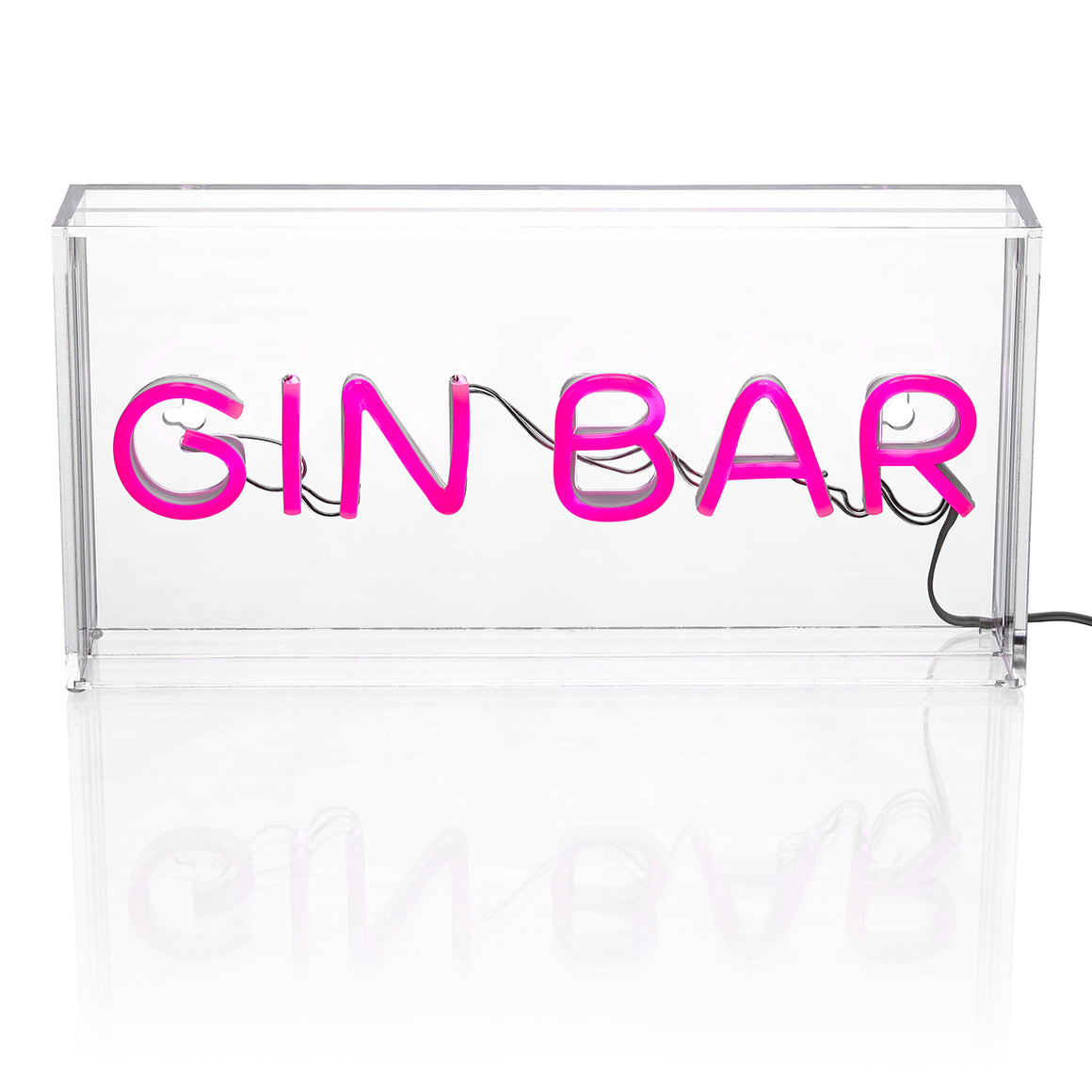 GIN BAR Neon Pink Acrylic Light Box