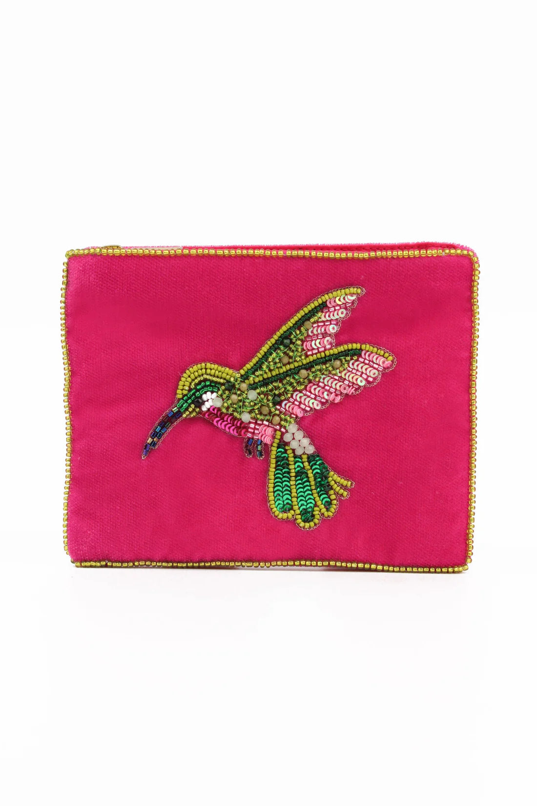 Pink Hummingbird Velvet Purse