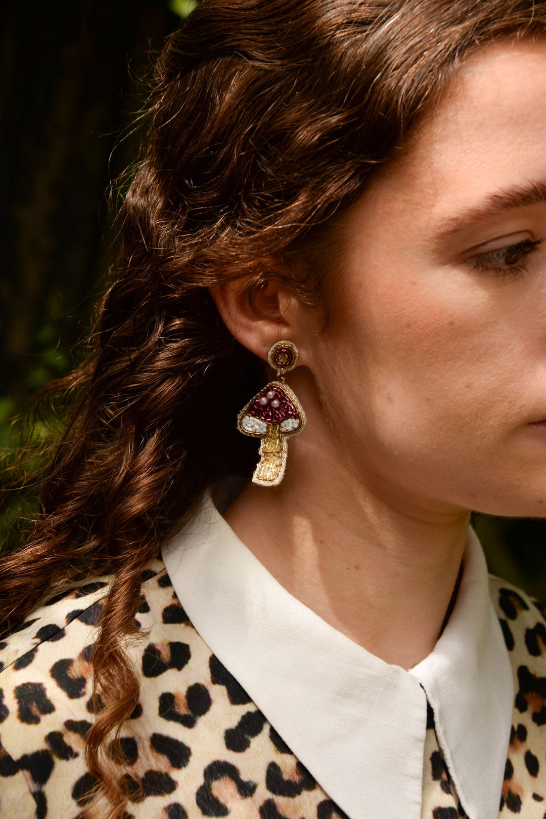 Mushroom Beaded Earrings - Pink