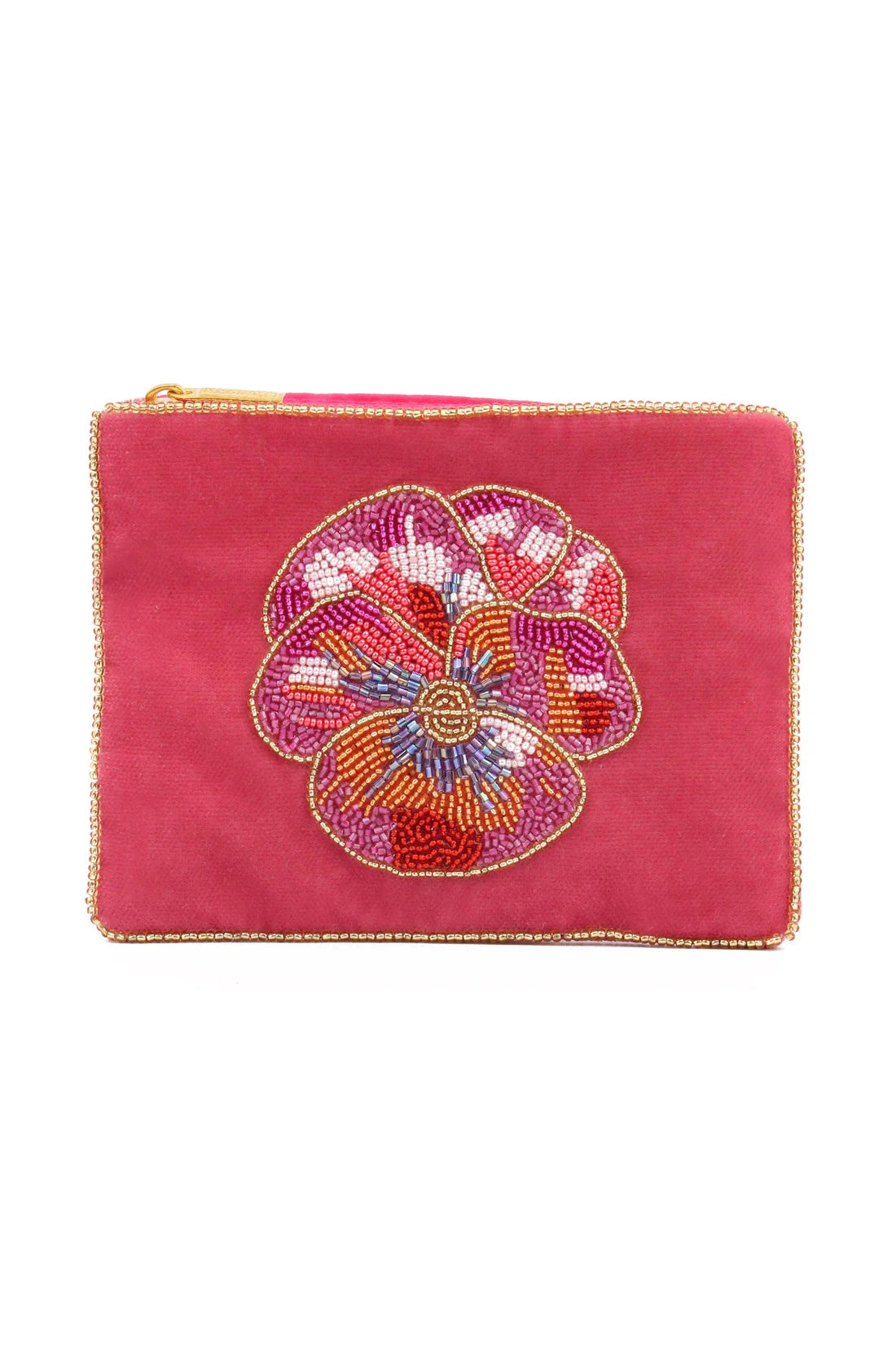 Pink Pansy Velvet Purse