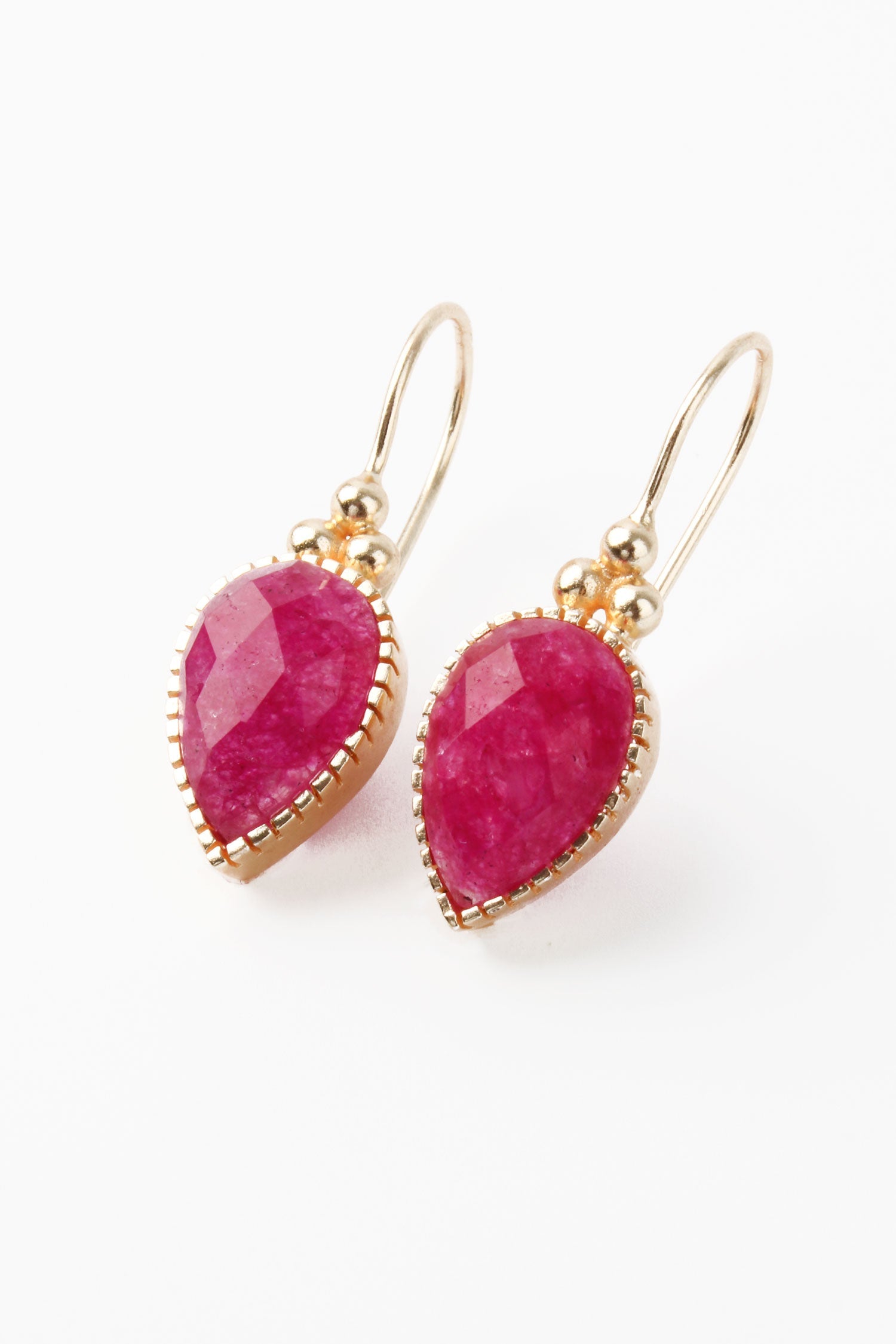 Pink Quartz Drop Hook Earrings
