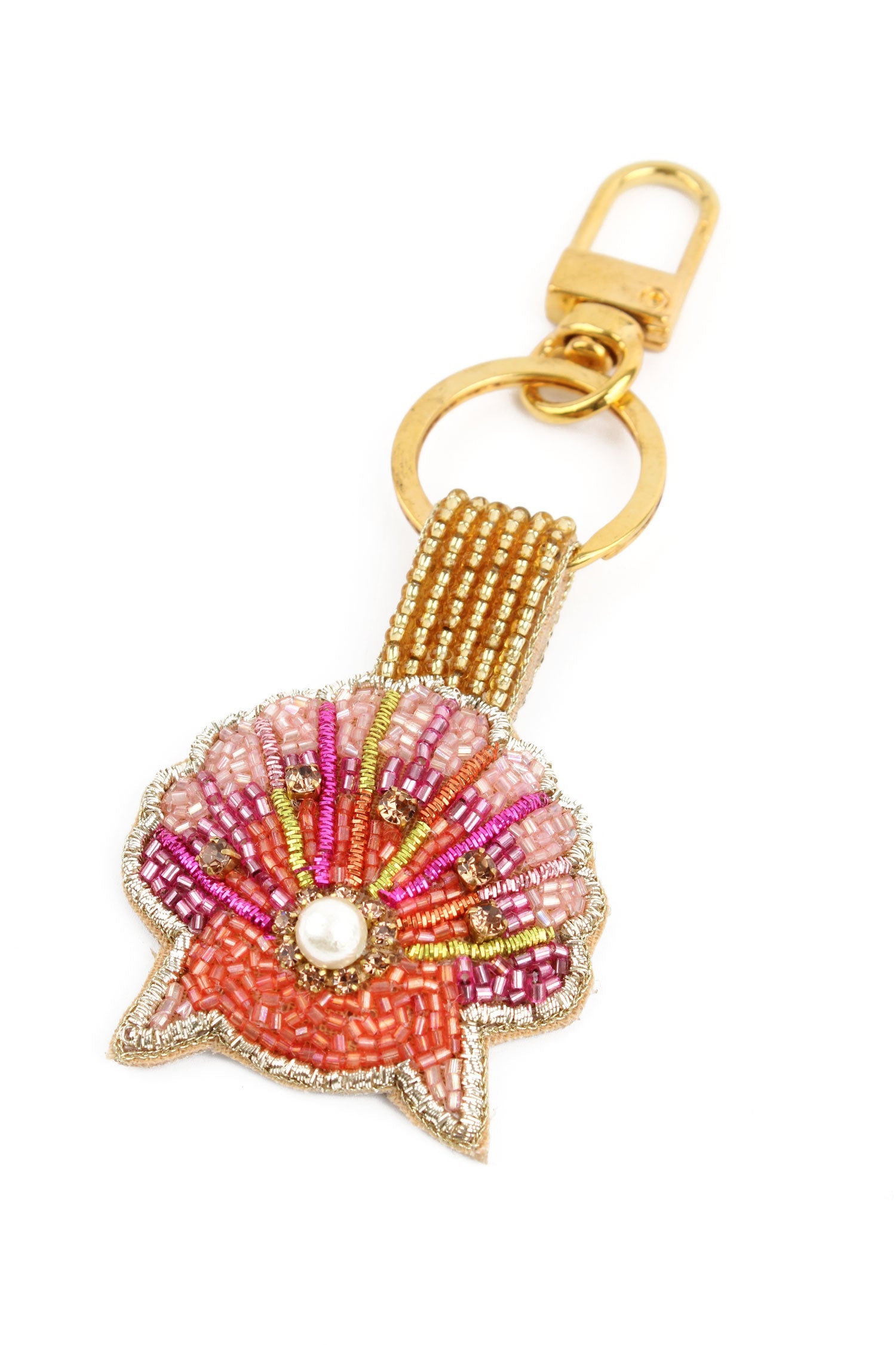 Pink Seashell Beaded Keyring