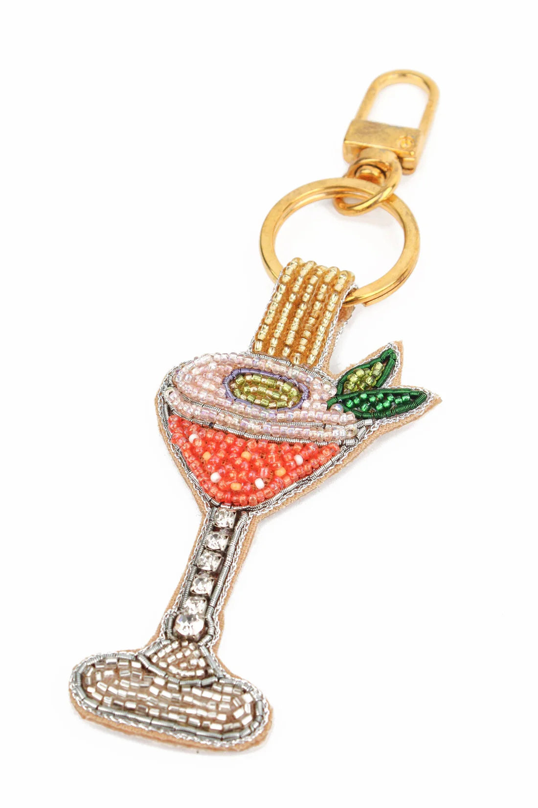Passionfruit Martini Cocktail Beaded Keyring