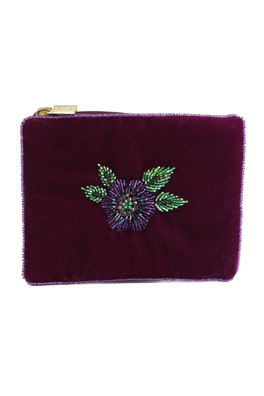 Purple Flower Velvet Purse