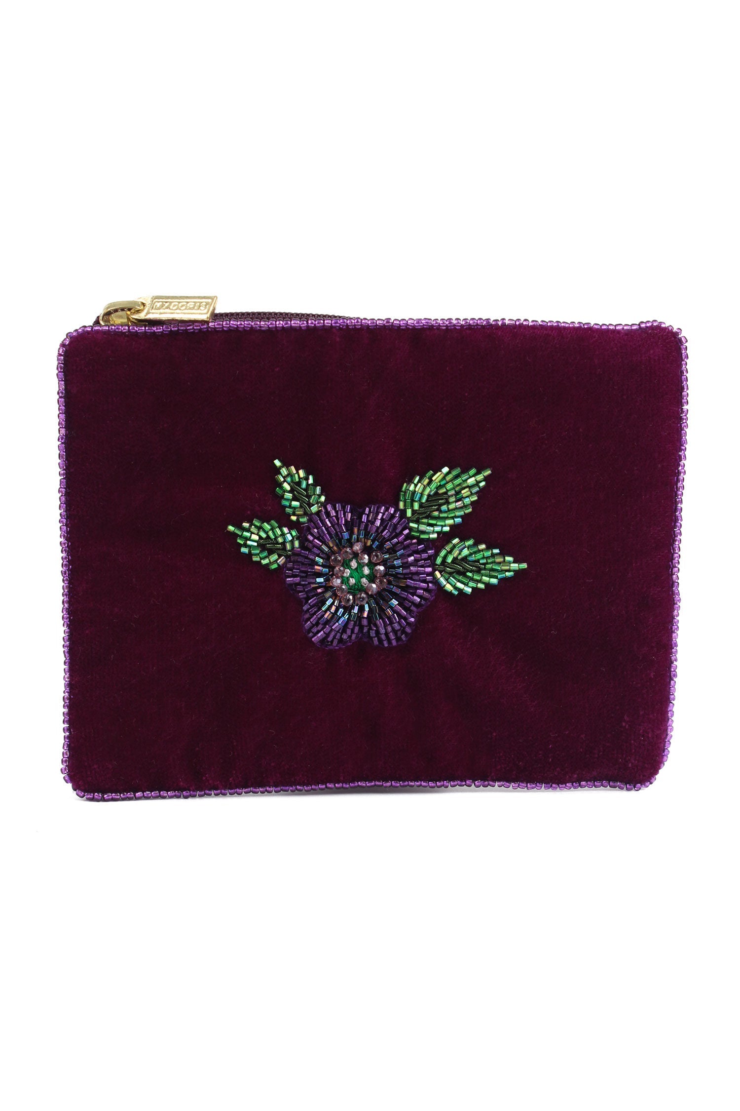 Purple Flower Velvet Purse