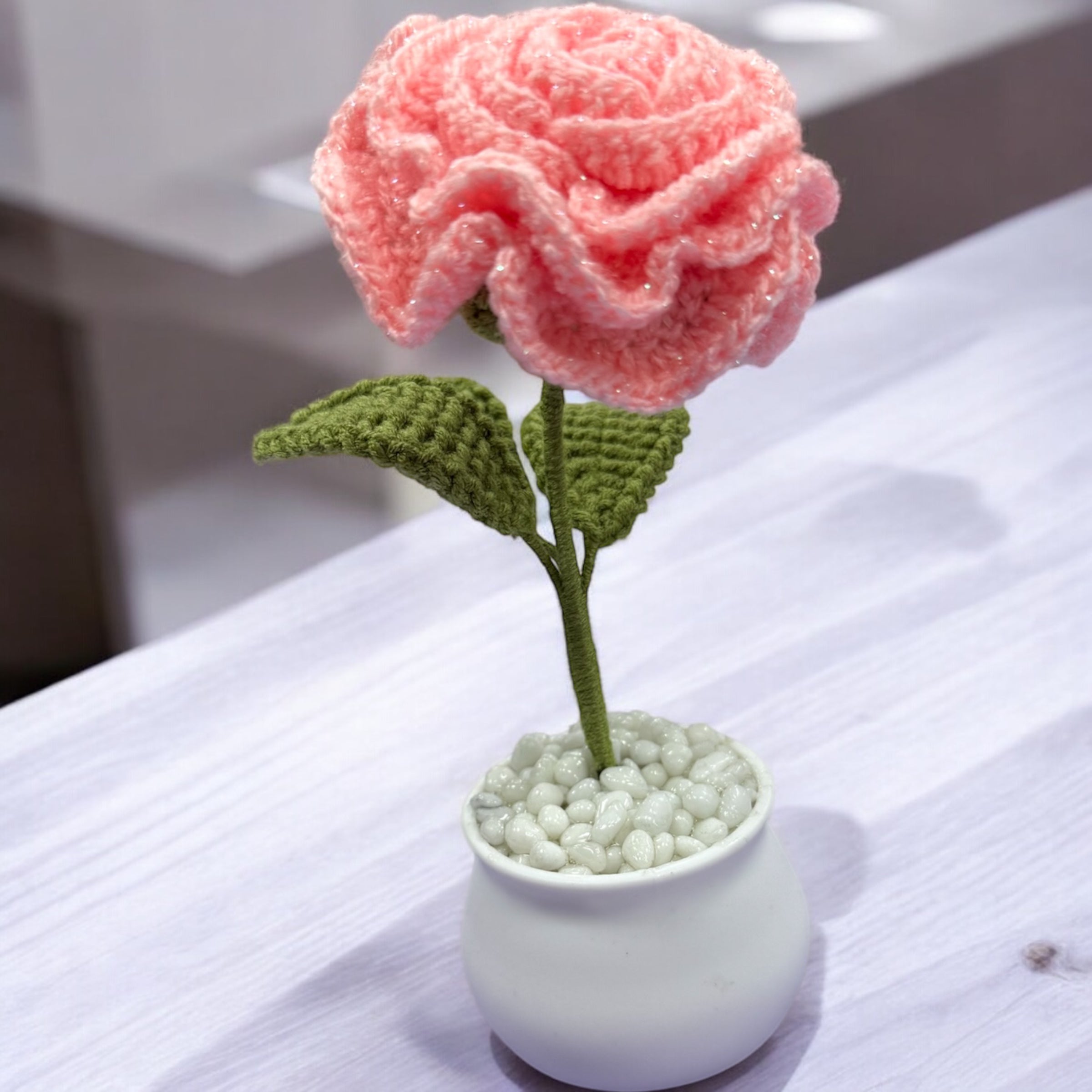 Ceramic Vase of a Rose - Pink