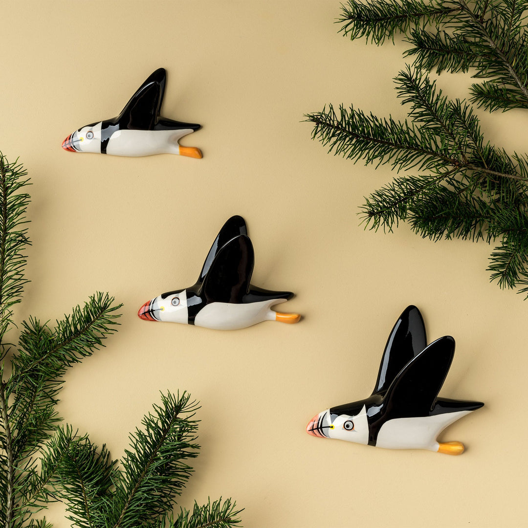 Wall Mounted Puffin Trio