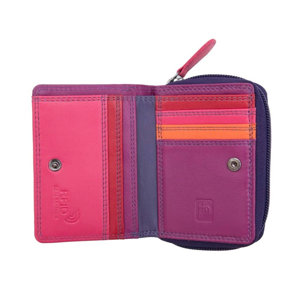 London RFID Small Multi Colour Purse / Purple-Multi