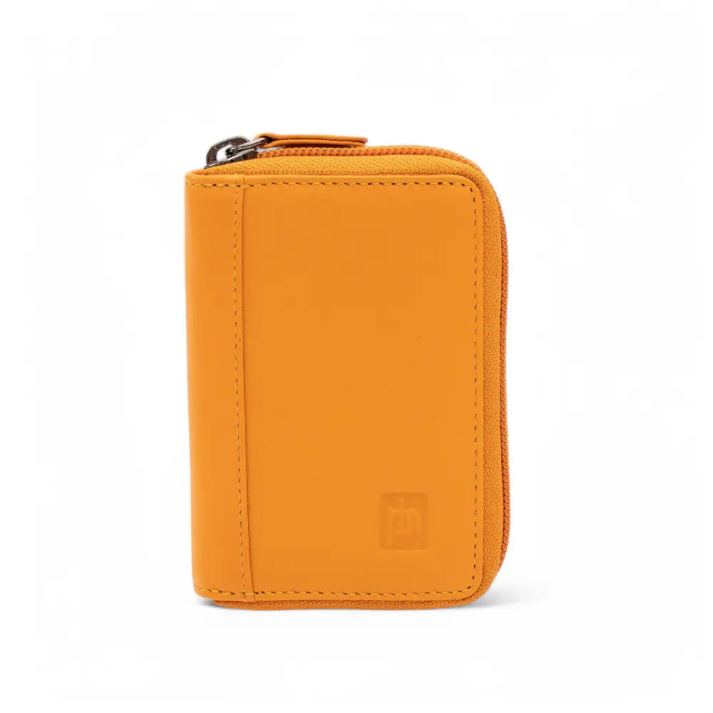 Concertina Leather Credit Card Wallet -Orange