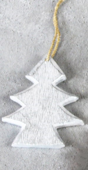 Hanging Wooden Christmas Tree- Silver/white