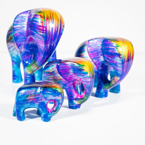 Elephant Ornament, Trunk down  - Rainbow
