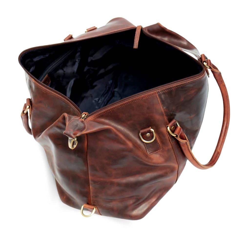 Roma Large Leather Holdall - Brown