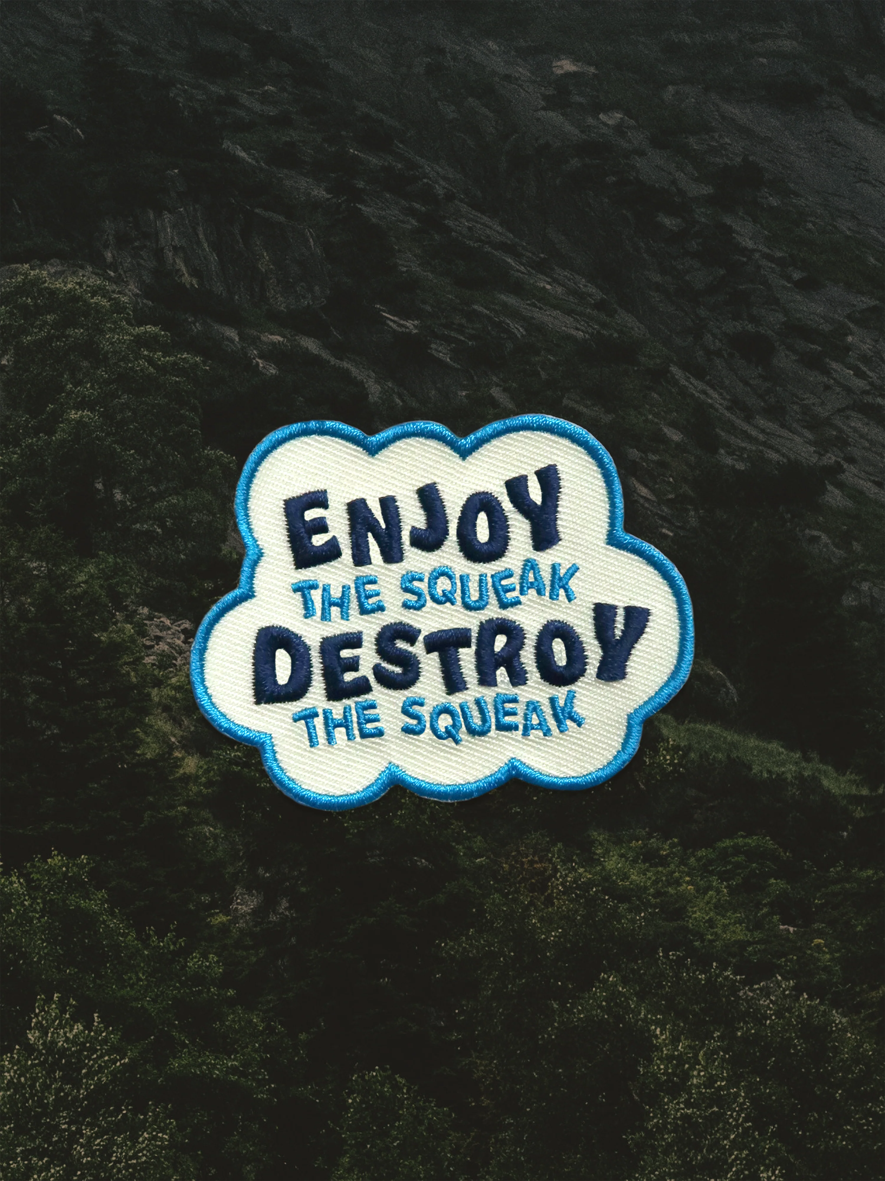 Enjoy The Squeak Iron On Merit Badge For Pets