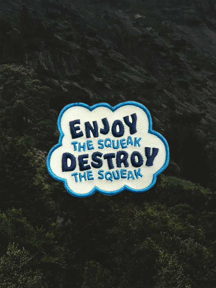 Enjoy The Squeak Iron On Merit Badge For Pets