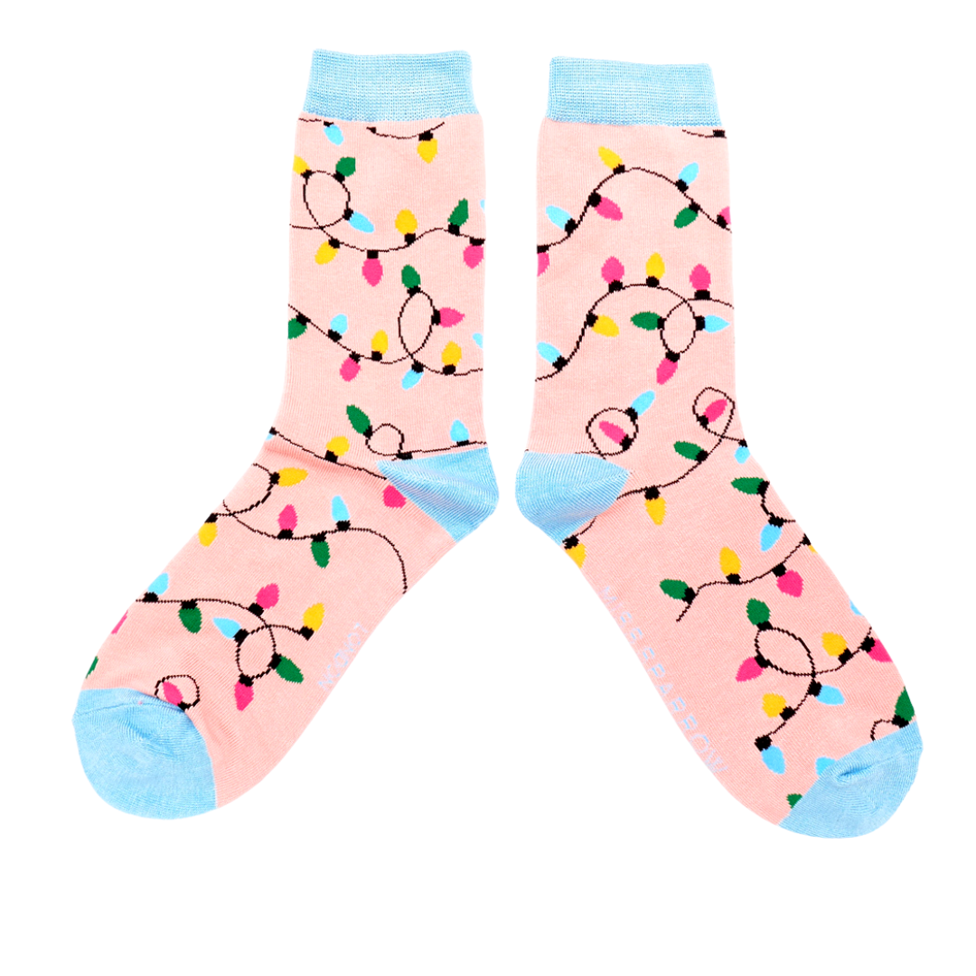 Ladies Bamboo Socks - Christmas Lights