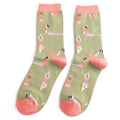 Ladies Bamboo Socks - Yoga Poses Olive