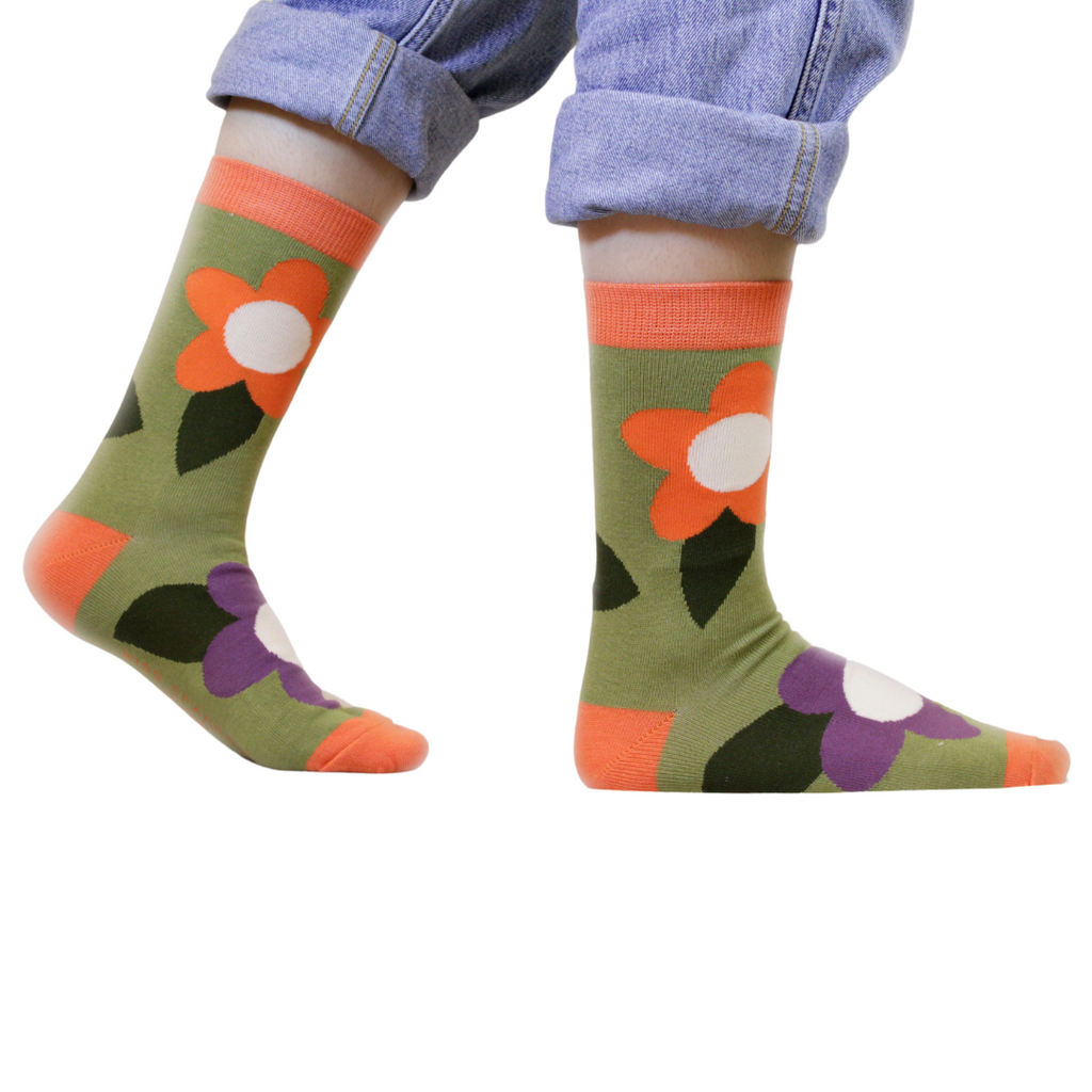 Ladies Bamboo Socks - Large Flowers